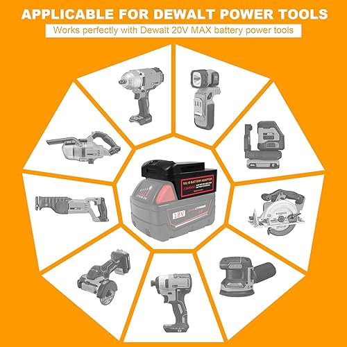 Miniatura 5 de Convertidor para adaptador de batería Milwaukee a Dewalt, adaptador funciona con batería Milwaukee para uso de herramientas Dewalt, aplicable para