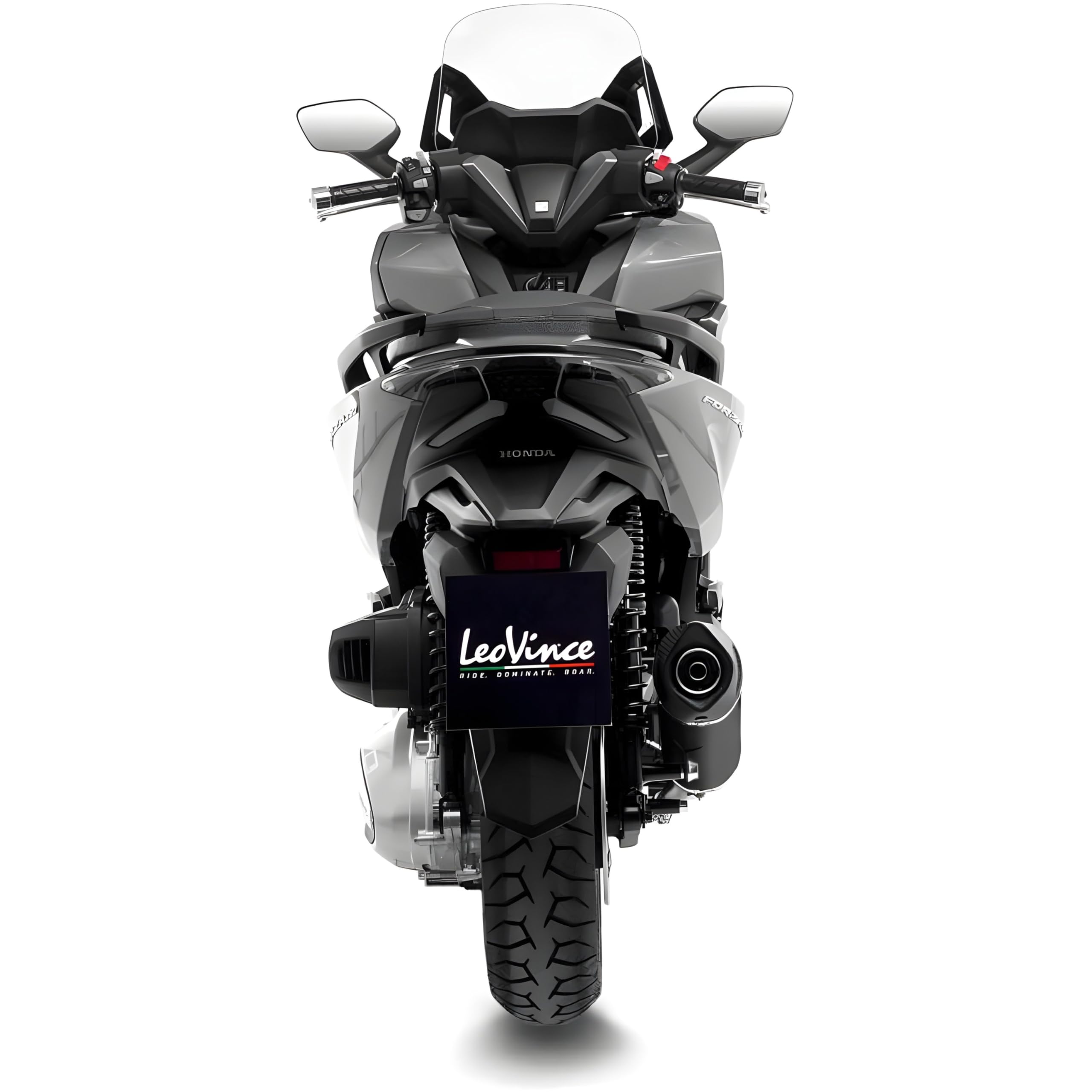 Endschalldämpfer LeoVince SLIP-ON NERO mit Katalysator & Zulassung, Edelstahl schwarz, Carbon Kappe für Honda Forza 350