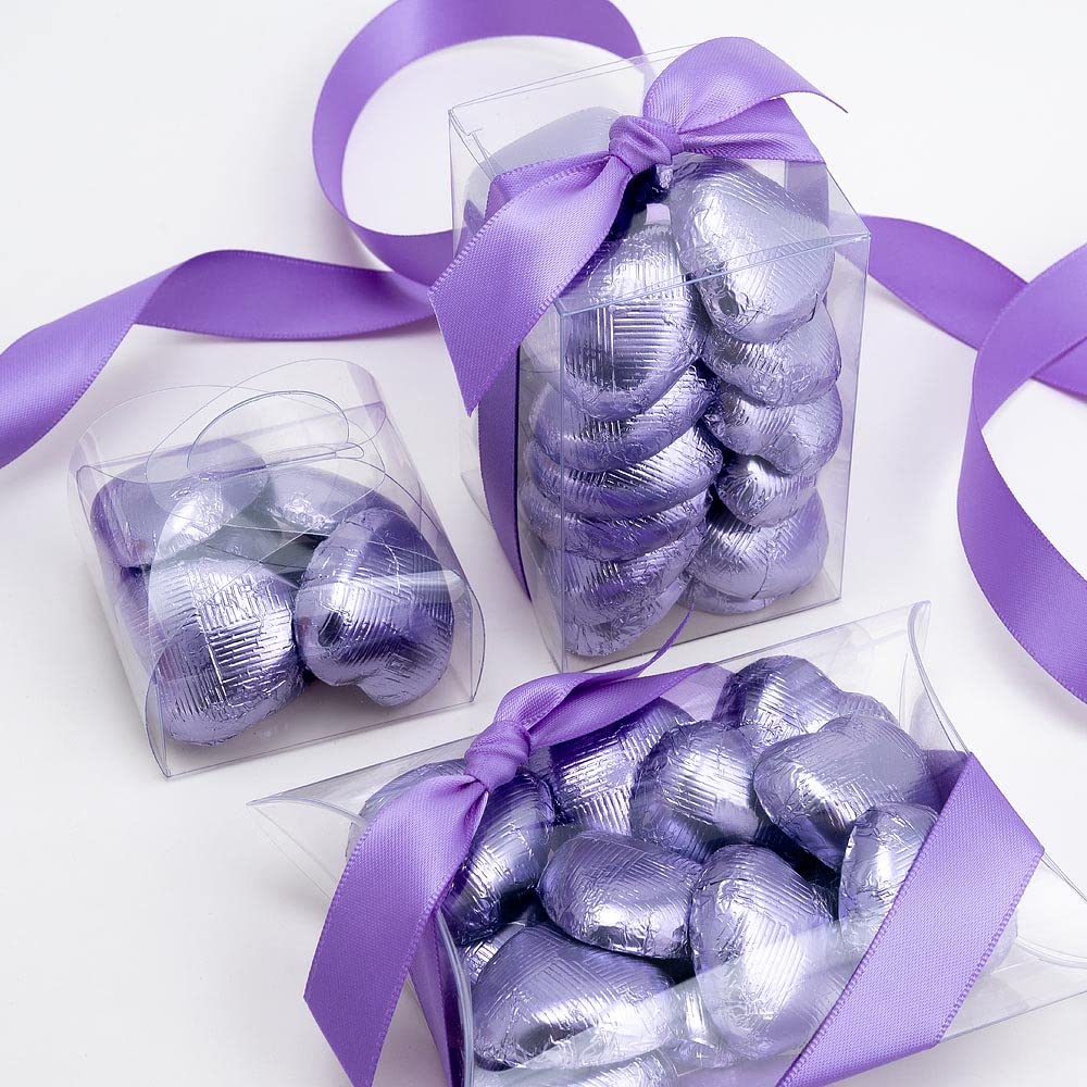 Italian Options Milk Chocolate Foiled Hearts, 30 Chocolates, Purple Foil — view 54