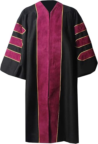 GraduationForYou Unisex Doctoral Graduation Gown,Doctoral Regalia Gown with Gold Piping
