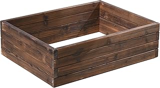 Wooden Raised Garden Planter Treated Fir Wood Outdoor Flower Trough Herb Vegetable Bed in 3 Sizes Bottomless Assembly Required (Medium 80x60cm)