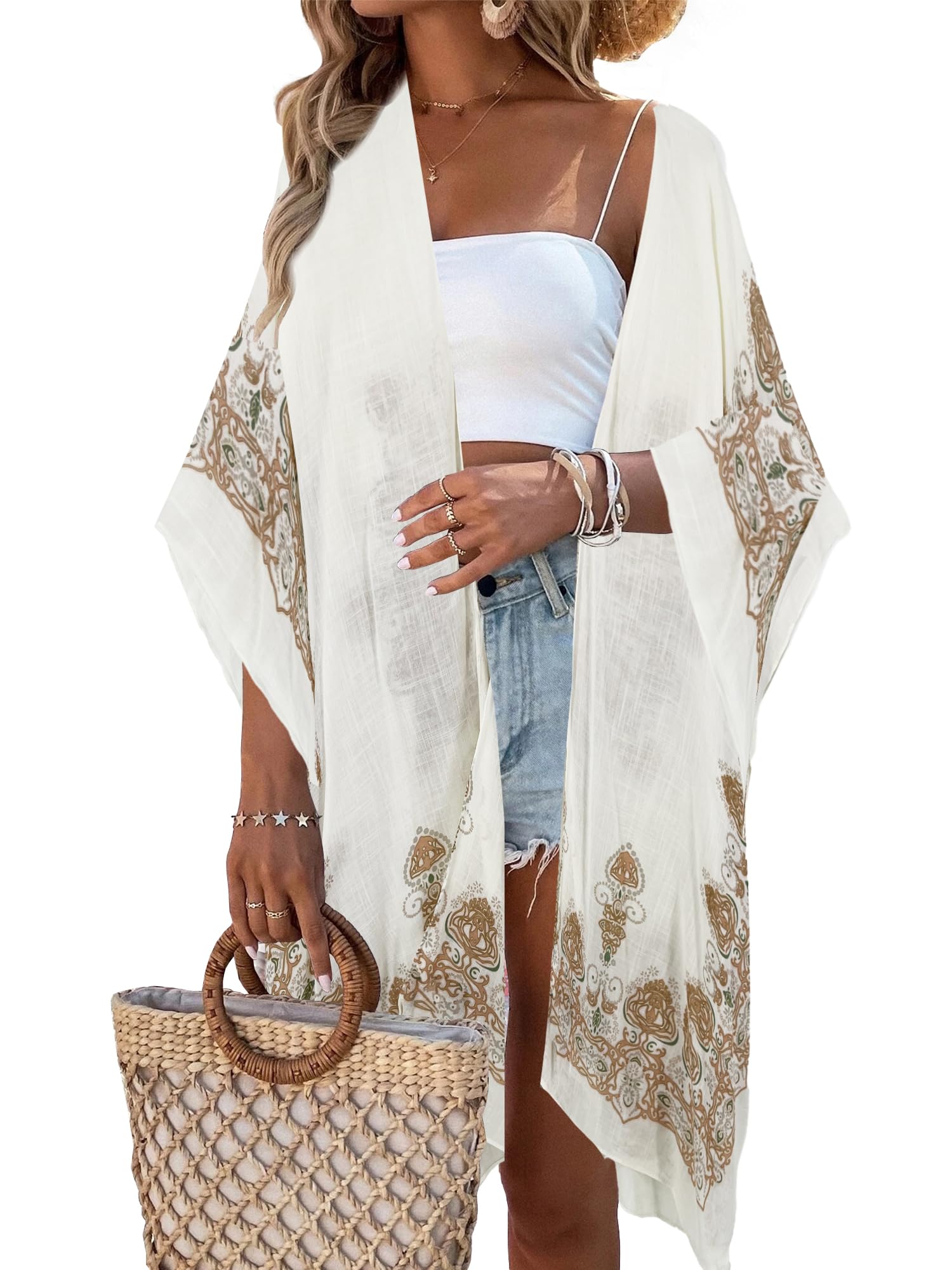 Beautiful Nomad Kimono para mujer, salida de baño, cárdigan de playa