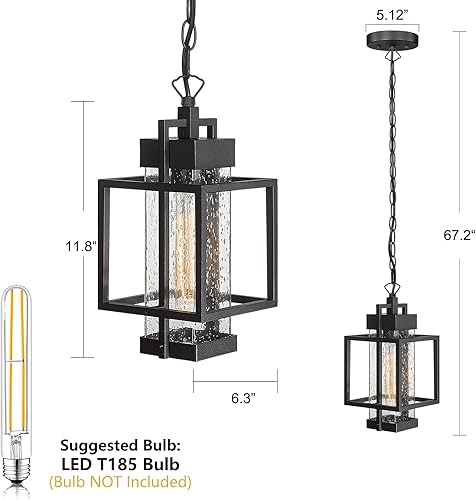 Miniatura 3 de Lámpara colgante al aire libre, luces colgantes al aire libre para porche, faroles colgantes exteriores, lámpara de techo al aire libre, lámpara de