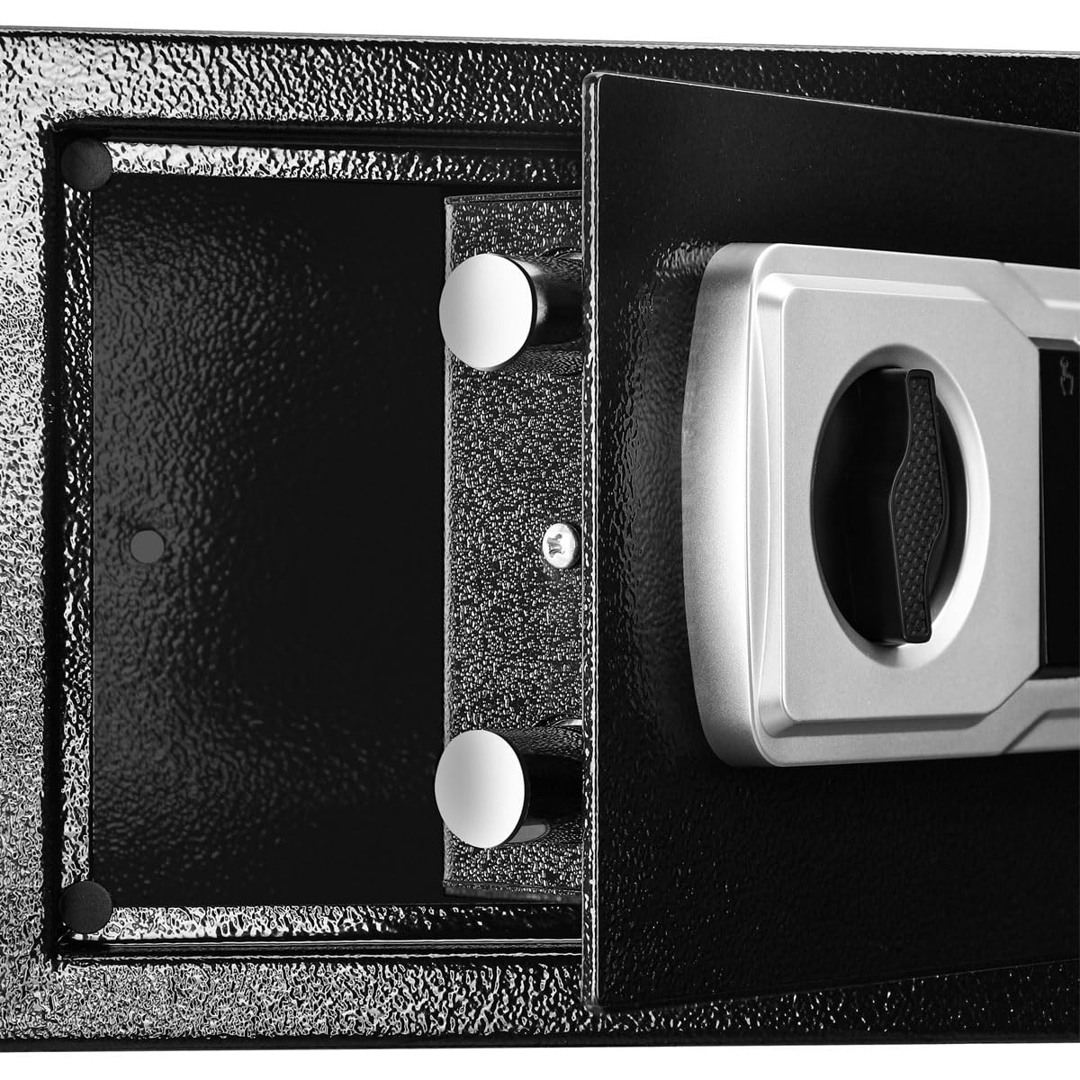 BAKAJI Cassaforte Elettronica di Sicurezza con Box Batteria Esterno, Cassetta Porta Valori e Documenti Antiscasso per Casa, Hotel, Installazione a Muro Parete o Indipendente, 31 x 20 x 20 cm (Nero)