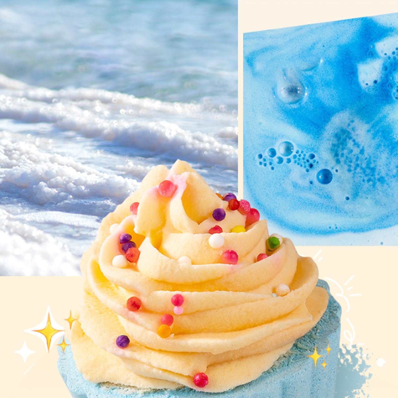 4PC Bombe da Bagno, Bath Drops, Bath Bombs, Pulizia Della, Rimuove lo Sporco e il Sebo Dalla Superficie Della Pelle, Esfoliazione, Idratante e Nutriente, Adatto a Tutti i Tipi di Pelle