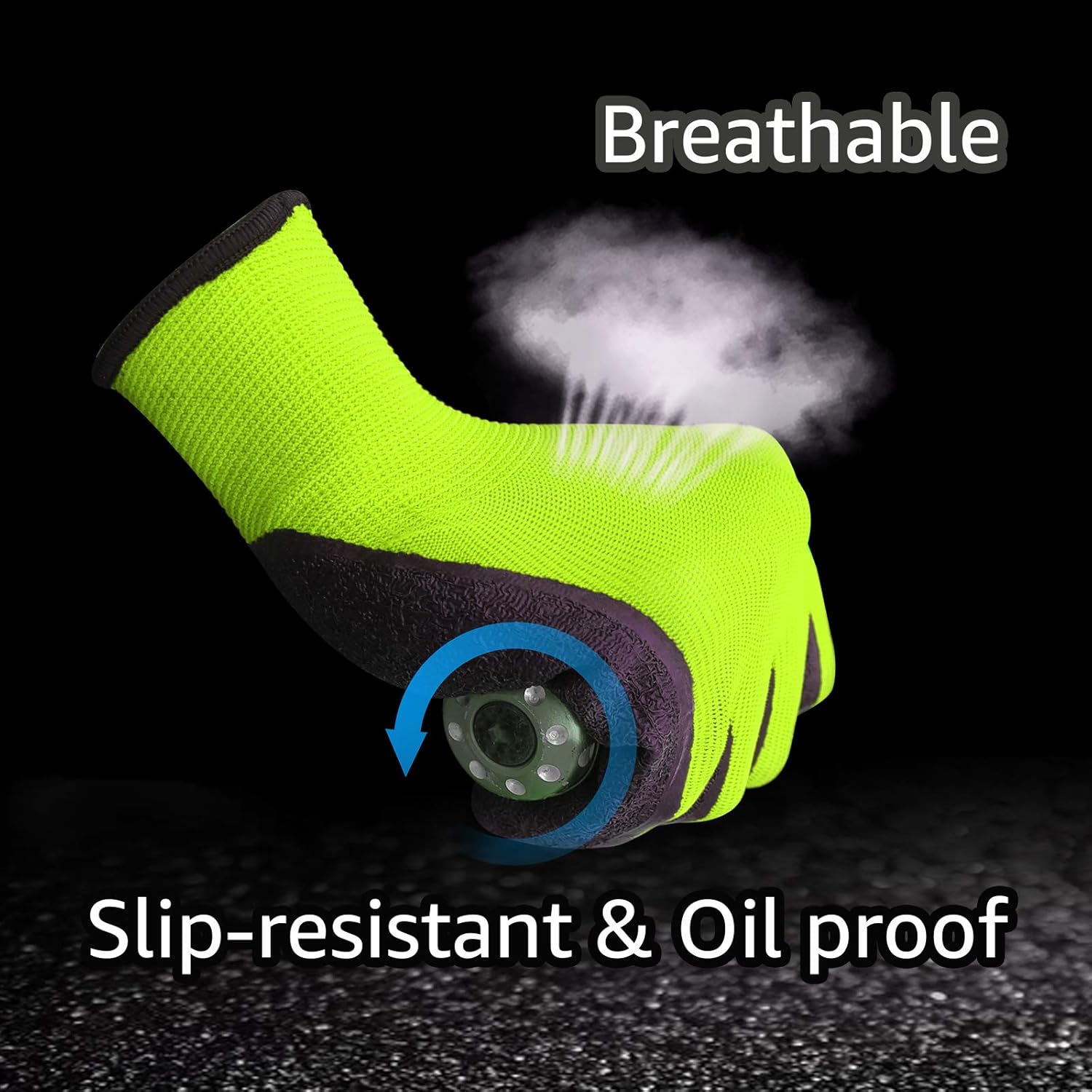 Evridwear Crinkle Latex Rubber Hand Coated Safety Work Gloves for Men Women General Multi Use Construction Warehouse Gardening Assembly Landscaping (Medium,Green- 12Pair) - Image 4