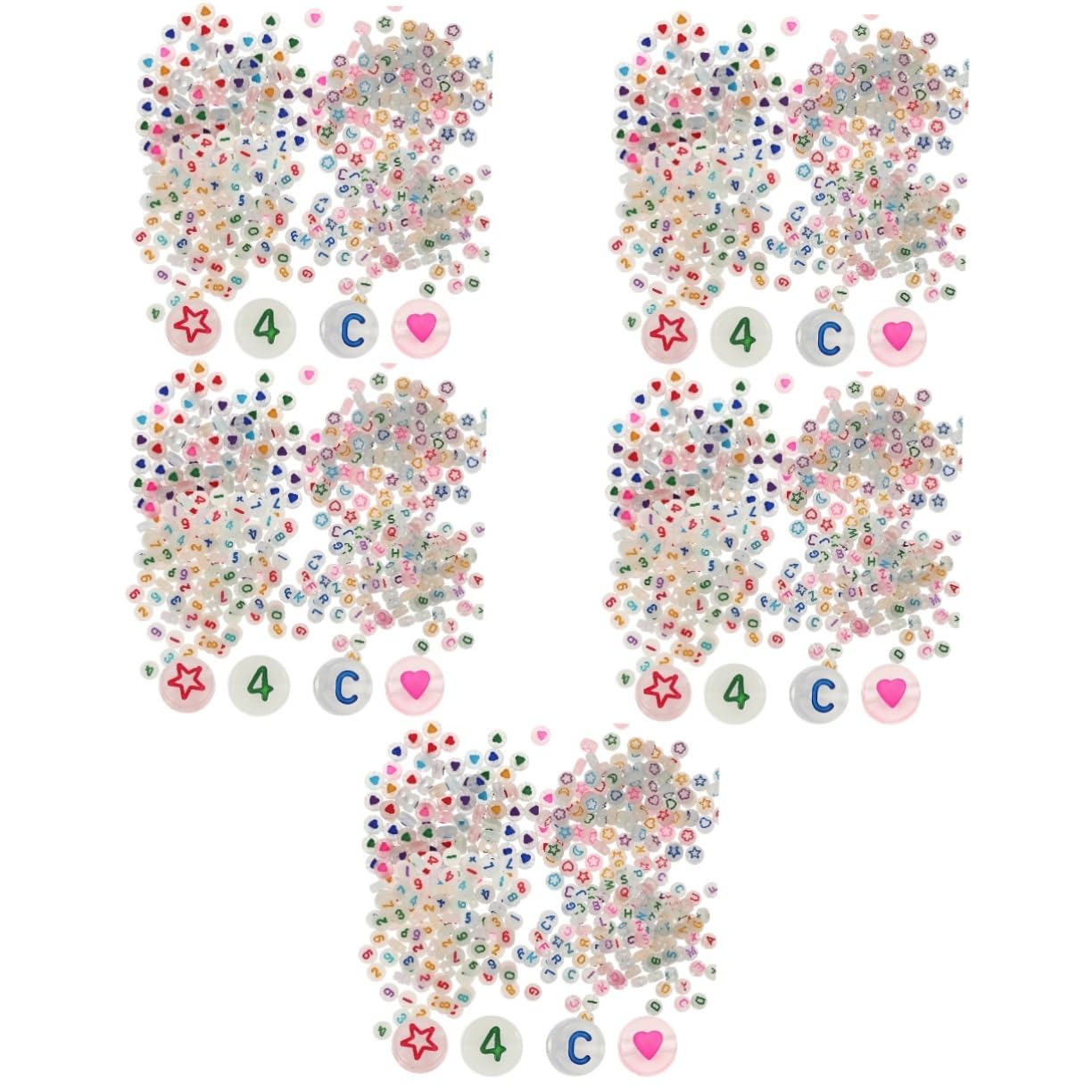 5stücke Leuchtende Acrylperlen Für -schmuck Bunte Herz Buchstaben Muster Und Zahlenperlen Handgemachte Bastelperlen Für Armbänder Und Schlüsselanhänger