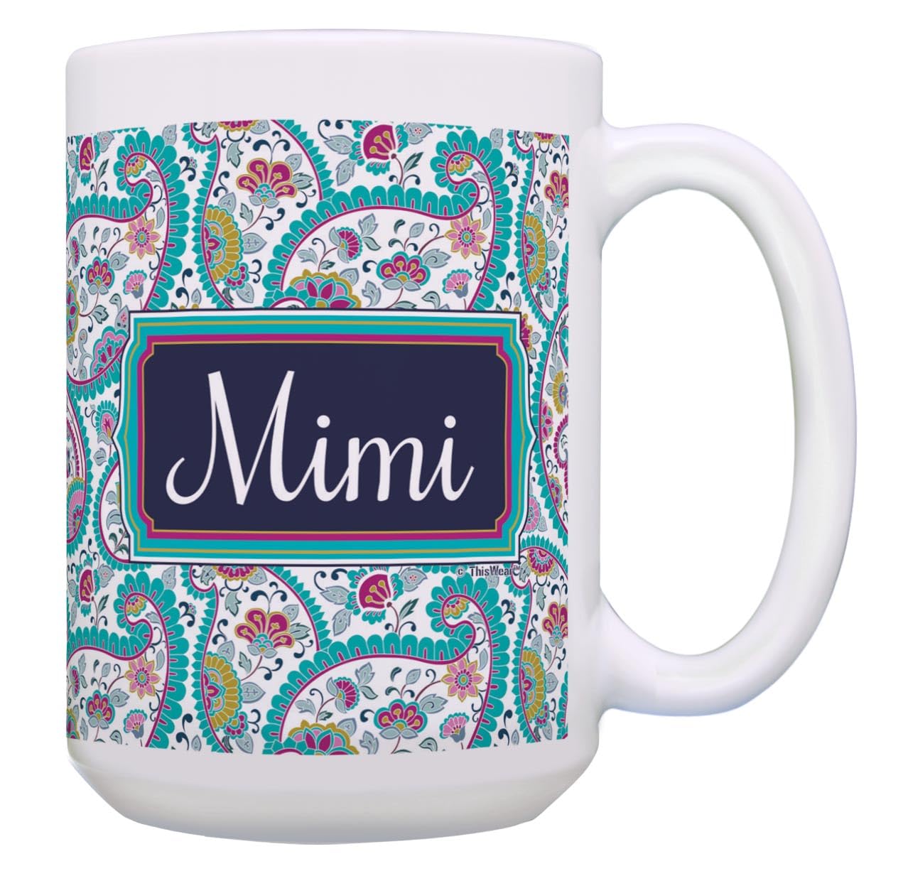 Mimi Paisley Print Grandma Grandaughter Unique Grandma 15oz Ceramic Coffee Mug with Handle