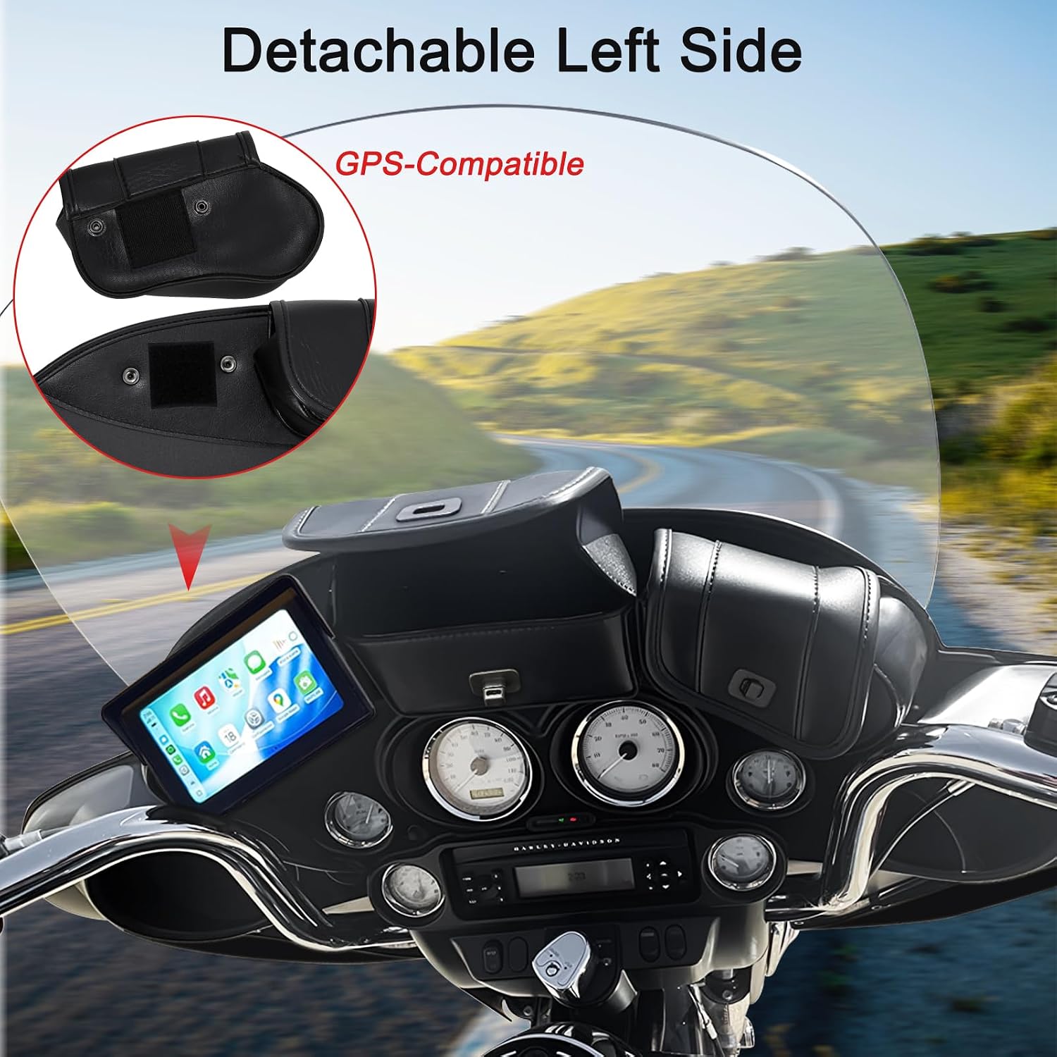 3 Pocket Fairing Pouch Windshield Bag Fits For Harley Touring Electra Street Tri Glide 1996-2013