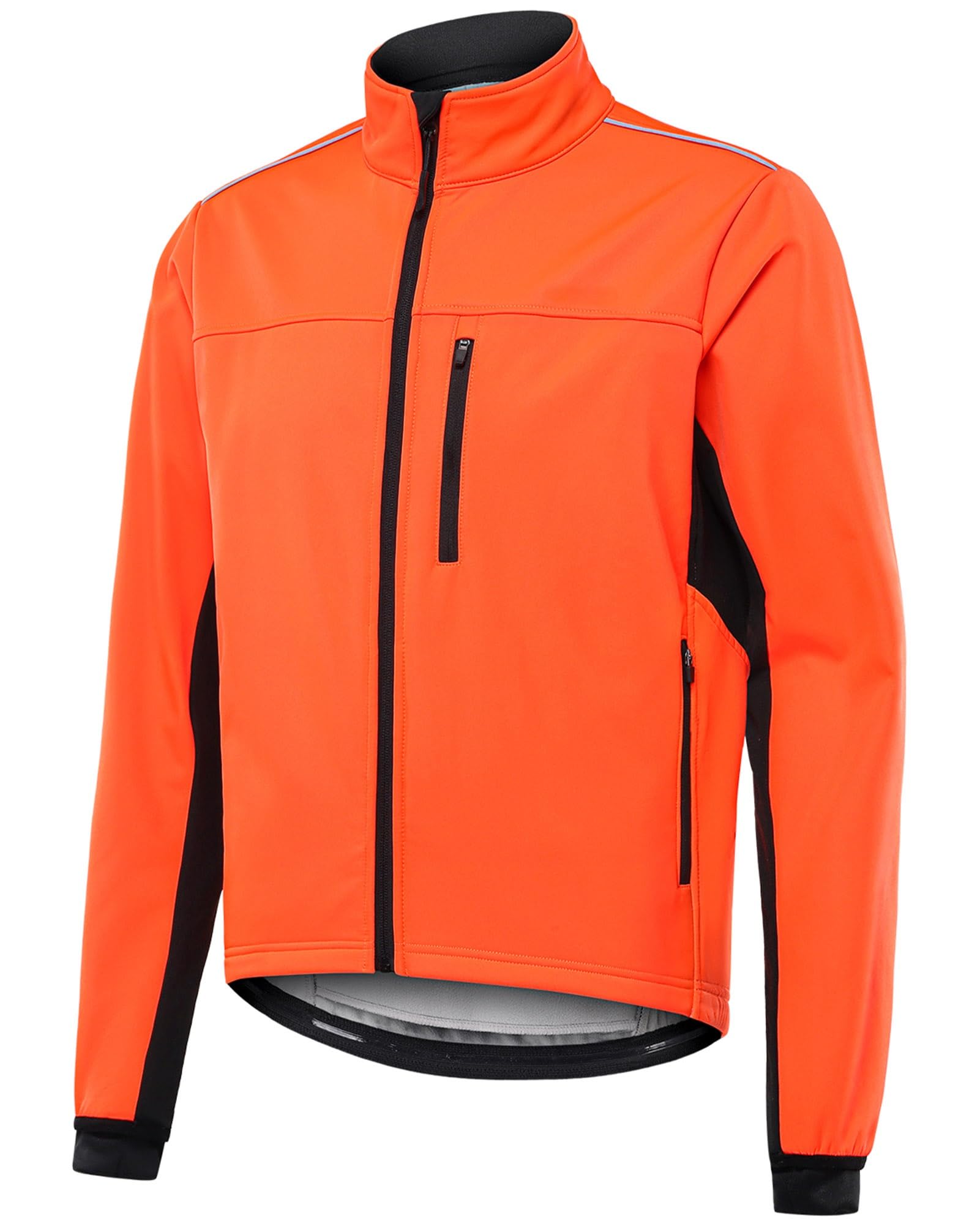 Chaqueta Hombre Invierno Ciclismo Impermeable Cortavientos Térmica con 4 Bolsillos, Transpirable y Reflectante para Bici y Running