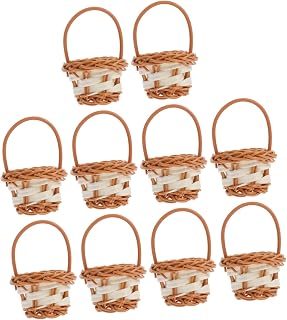 10pcs Portable Mini DIY Woven Rattan Baskets Set Decorative Handcrafted Storage Baskets for Fruits Cookies and Candies for Home Decor and Gifting