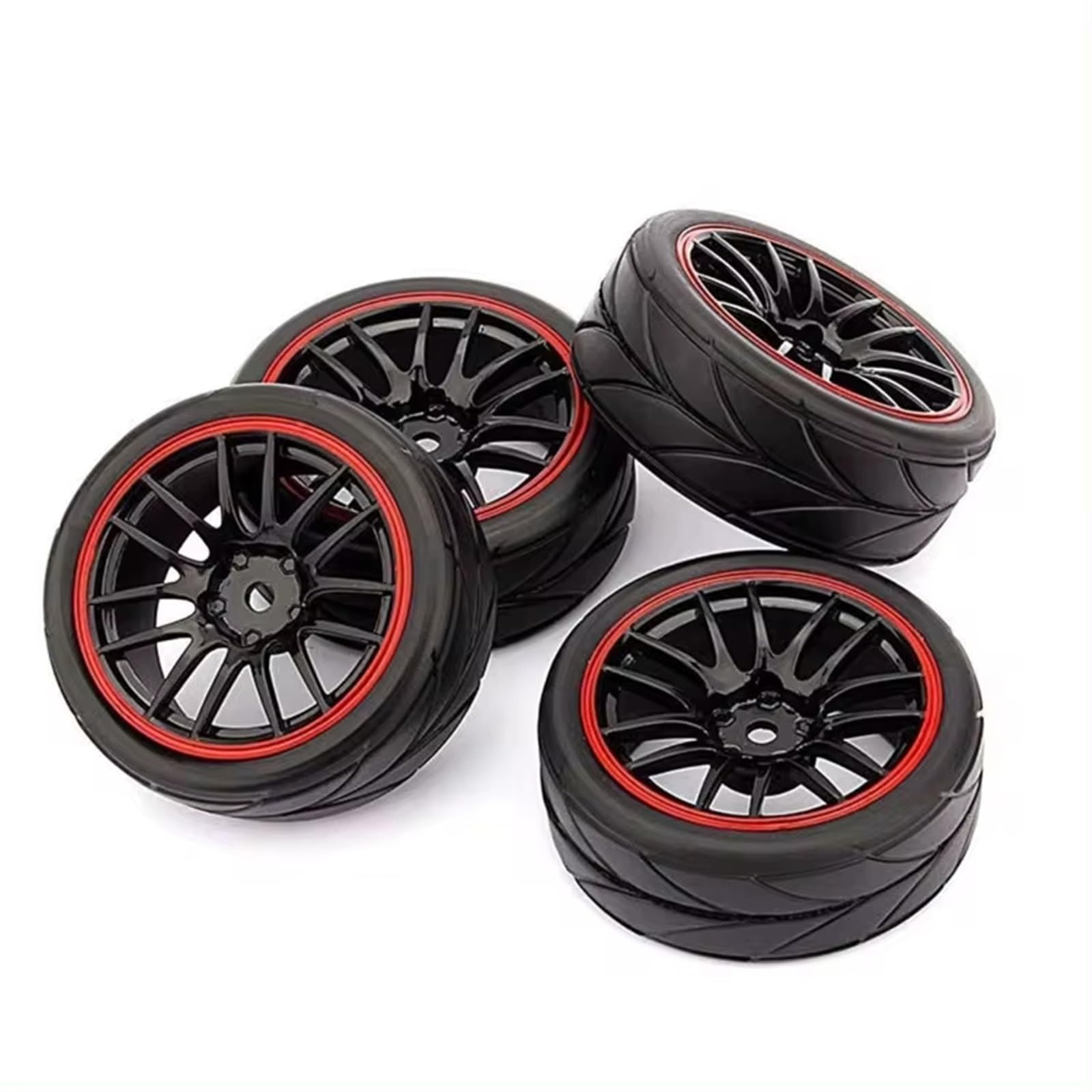 Per RC 1/10 On-Road Touring Drift Car 4 Pezzi 12mm Cerchioni Con Mozzo E Pneumatici In Gomma Ruote