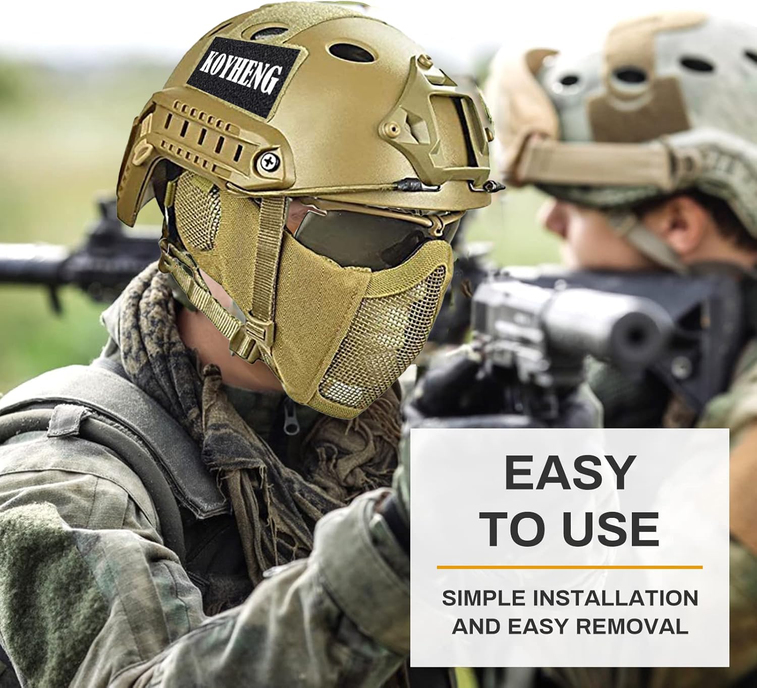 MH taktyczny szybki kask w połączeniu, ze składaną ochroną słuchu, półmaska ​​z siateczką i goglami do zestawu gier Airsoft Paintball CS