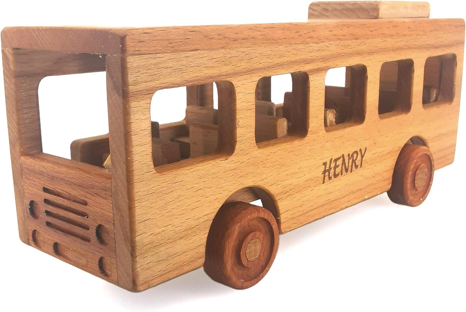 Personalized Wooden Toy Bus For Toddlers, Customized Wooden School Bus Toy, Montessori Toys For 1 Year Old, Baby Bus, Push Cars On The Wheels Toys, School Bus Toys For Toddlers 1-3, Wooden Toy Cars