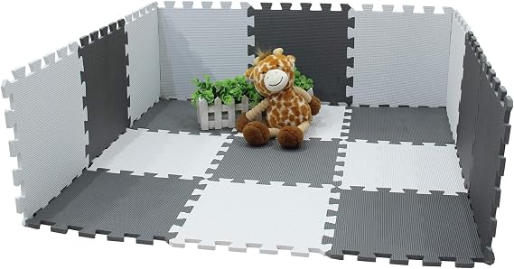 meiqicool Foam Play Mat Thick Soft EVA Interlocking Foam Floor Mats Children Yoga Exercise Multi Jigsaw Puzzle Blocking Board Kids Playmats Play 18 Piece AL