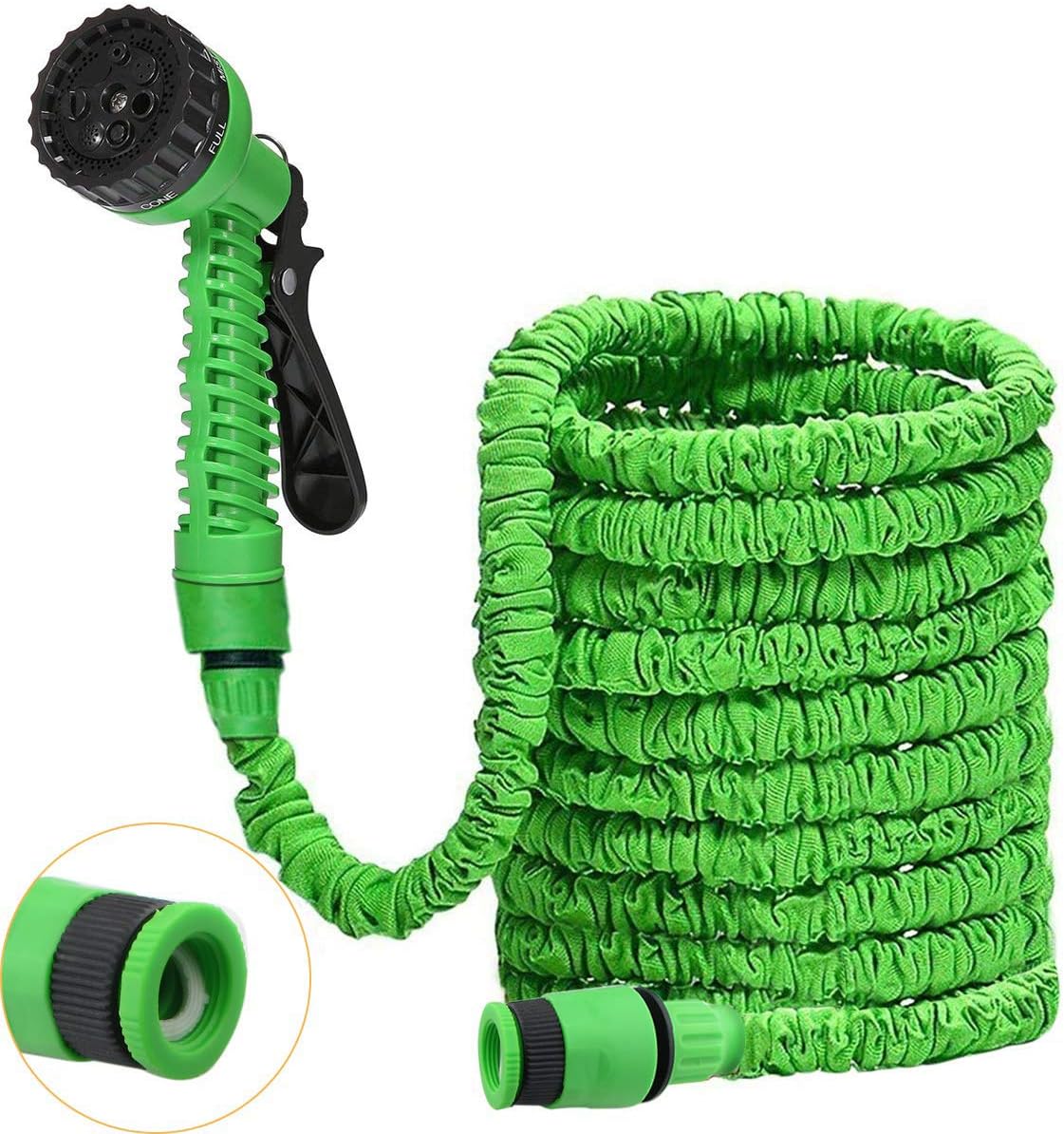 DAMIGRAM Expandable Garden Water Hose Pipe, 3 Times Expanding 25FT Flexible Lightweight Hose Pipe With 8 Function Spray Gun For Washing Car, Watering Flowers (Green)