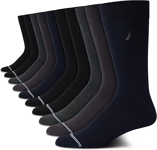 Nautica Calcetines de vestir para hombre - Calcetines sólidos (10 unidades)