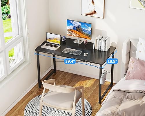 Miniatura 4 de Casaottima Escritorio de computadora pequeño de 40 pulgadas para oficina en casa, mesa de estudio para espacios pequeños, escritorio simple y