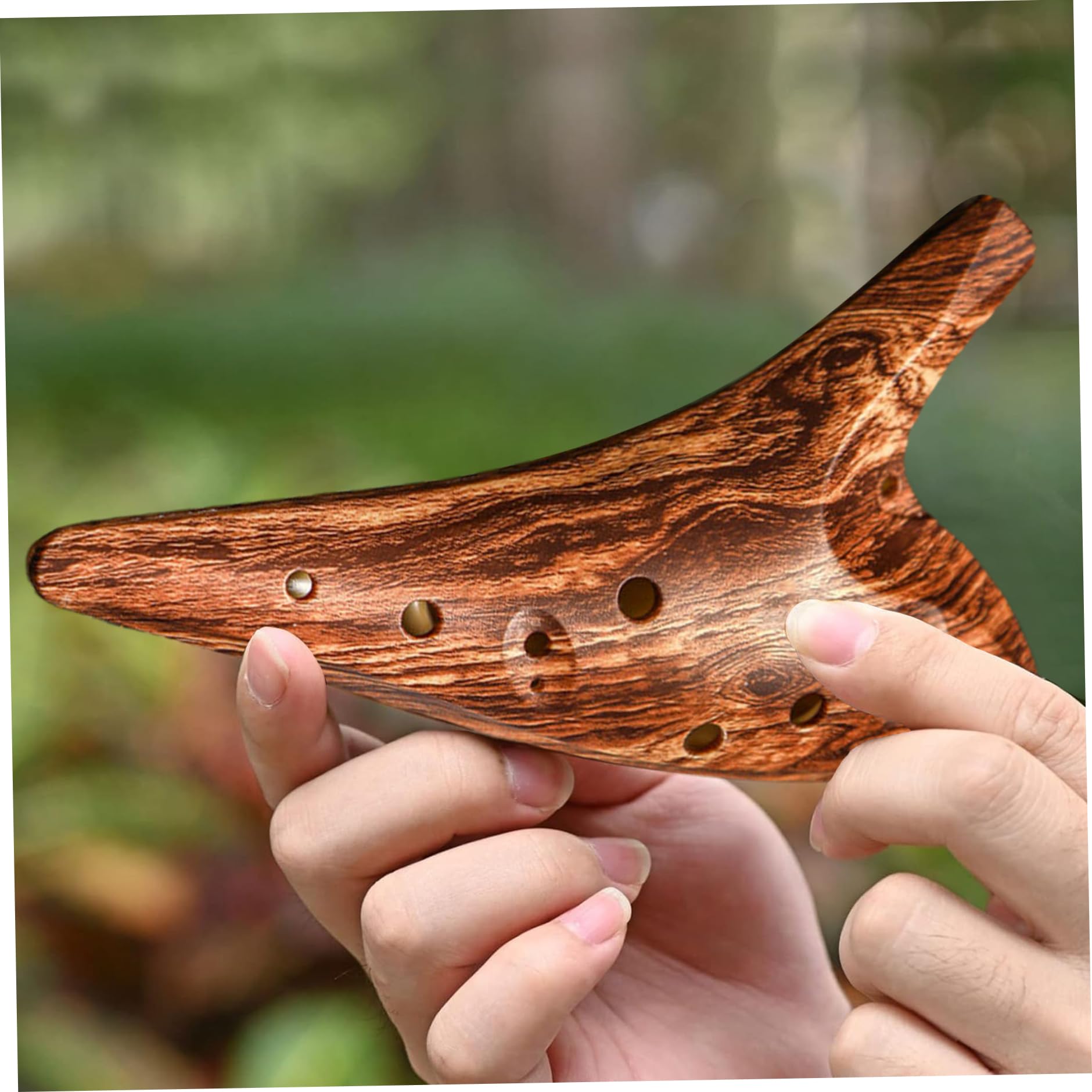 Instrument Ocarina ergonomique en résine ABS à grain de bois à 12 trous - Instrument de musique portable léger et résistant aux chocs pour débutants, enfants et professionnels