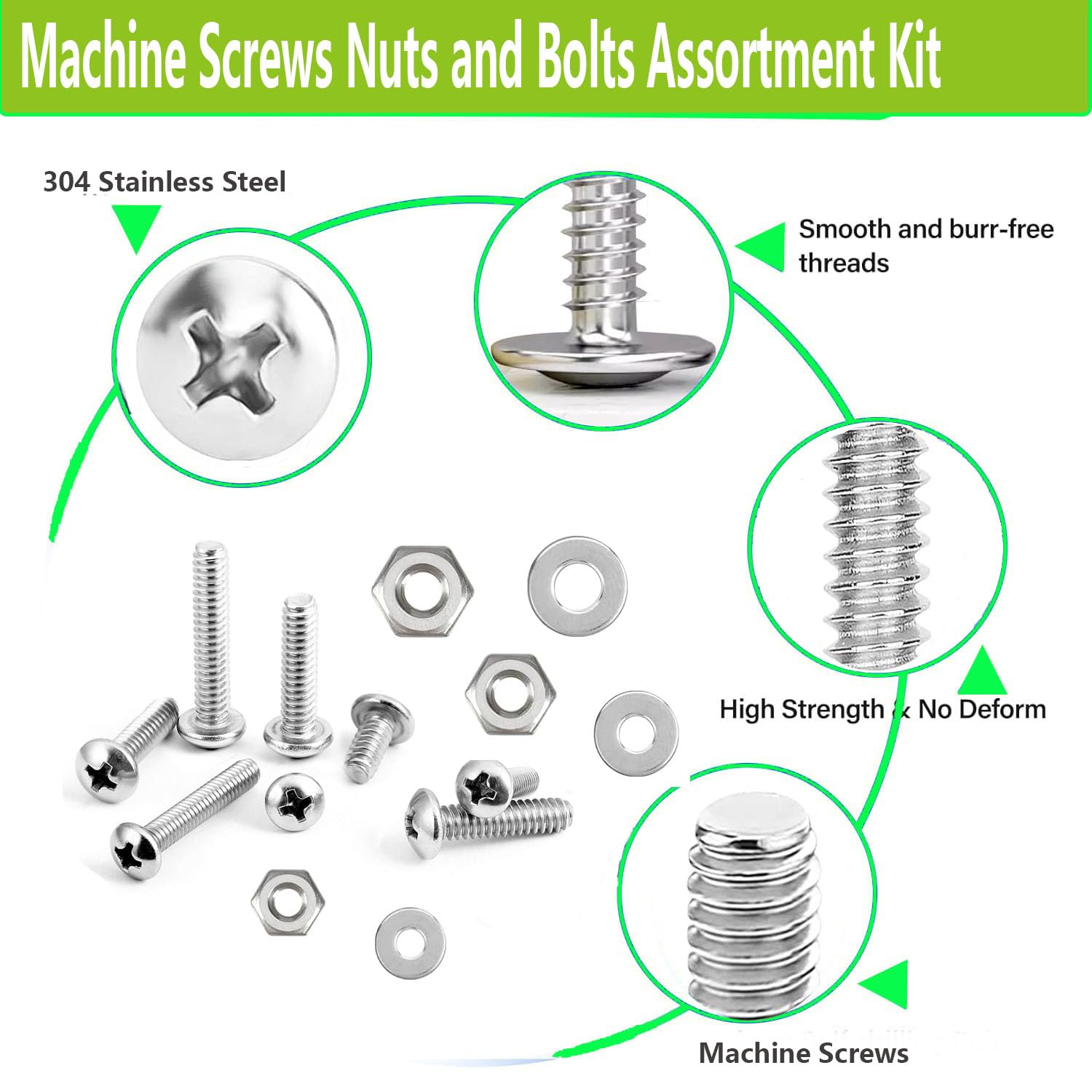 Stainless Steel Screw & Bolt Assortment Kit - 351 Pieces -3 Stainless Steel Screw & Bolt Assortment Kit - 351 Pieces -3