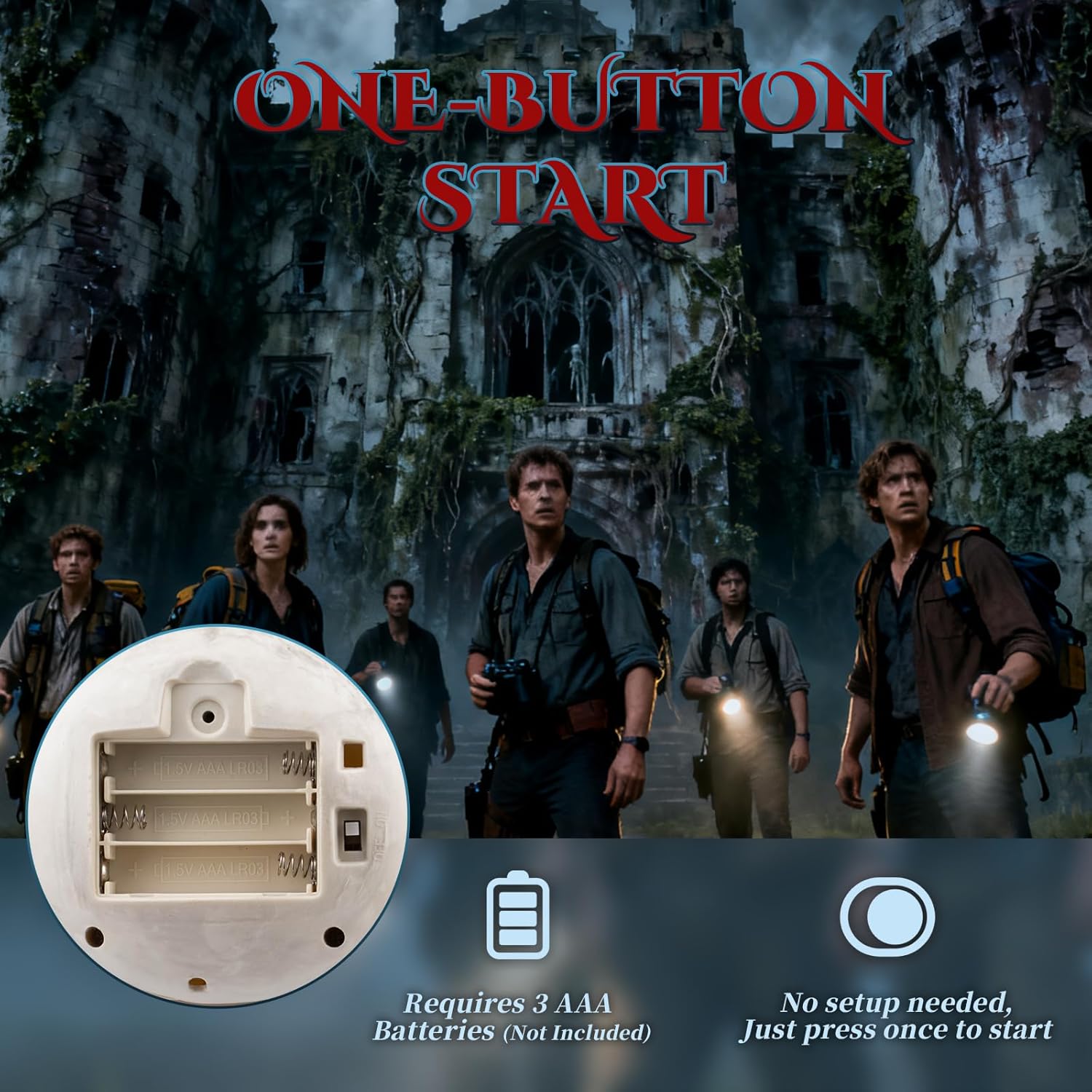 Ghost Hunting Equipment, Briidea Skull Paranormal Detector Kit with Flashing Red Eyes, Jaw Movement with Buzzer Alert, Battery Powered for Haunted Adventures and Halloween Fun