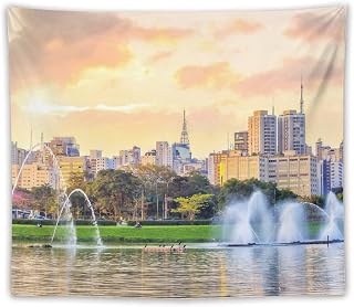 Landscape Tapestry Novotel Ibirapuera Park Sao Paulo line 50"x60" Aesthetic Tapestry Wall Hanging Art Home Decoration Bedroom Decor Living Room Door Curtain