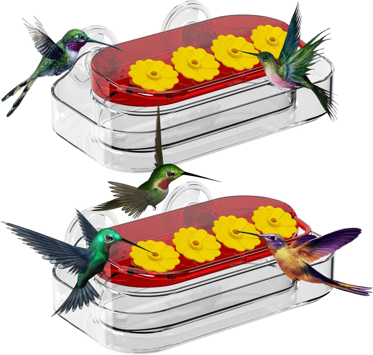 LENEDI 2 Pack Window Hummingbird Feeders, Strong Suction