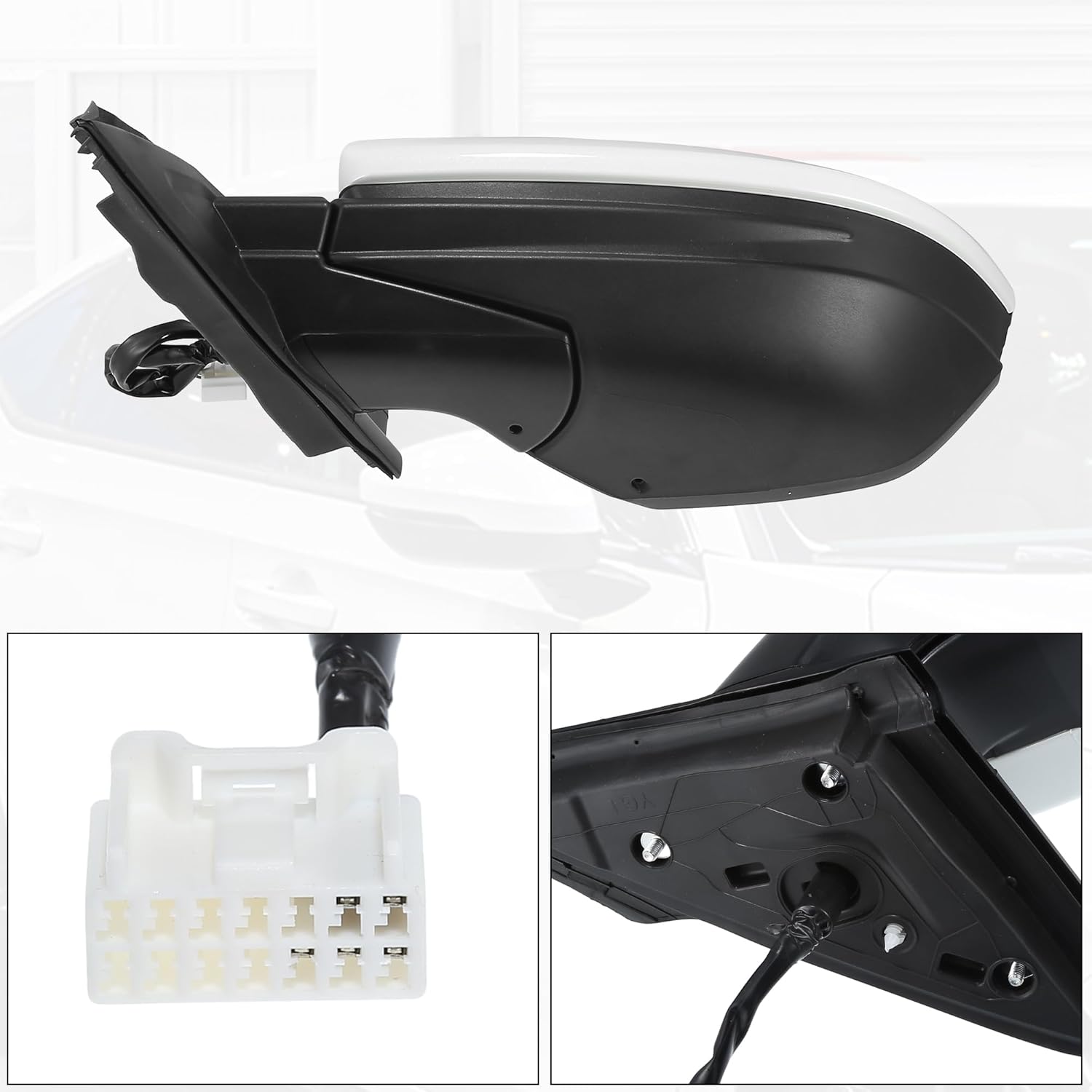 X AUTOHAUX Door Mirror Assembly Left Driver Side for Honda Civic 2016-2020 Power Glass Heated Manual Folding 5 Pins White Paint to Match Replace No.76258TBAA21ZA