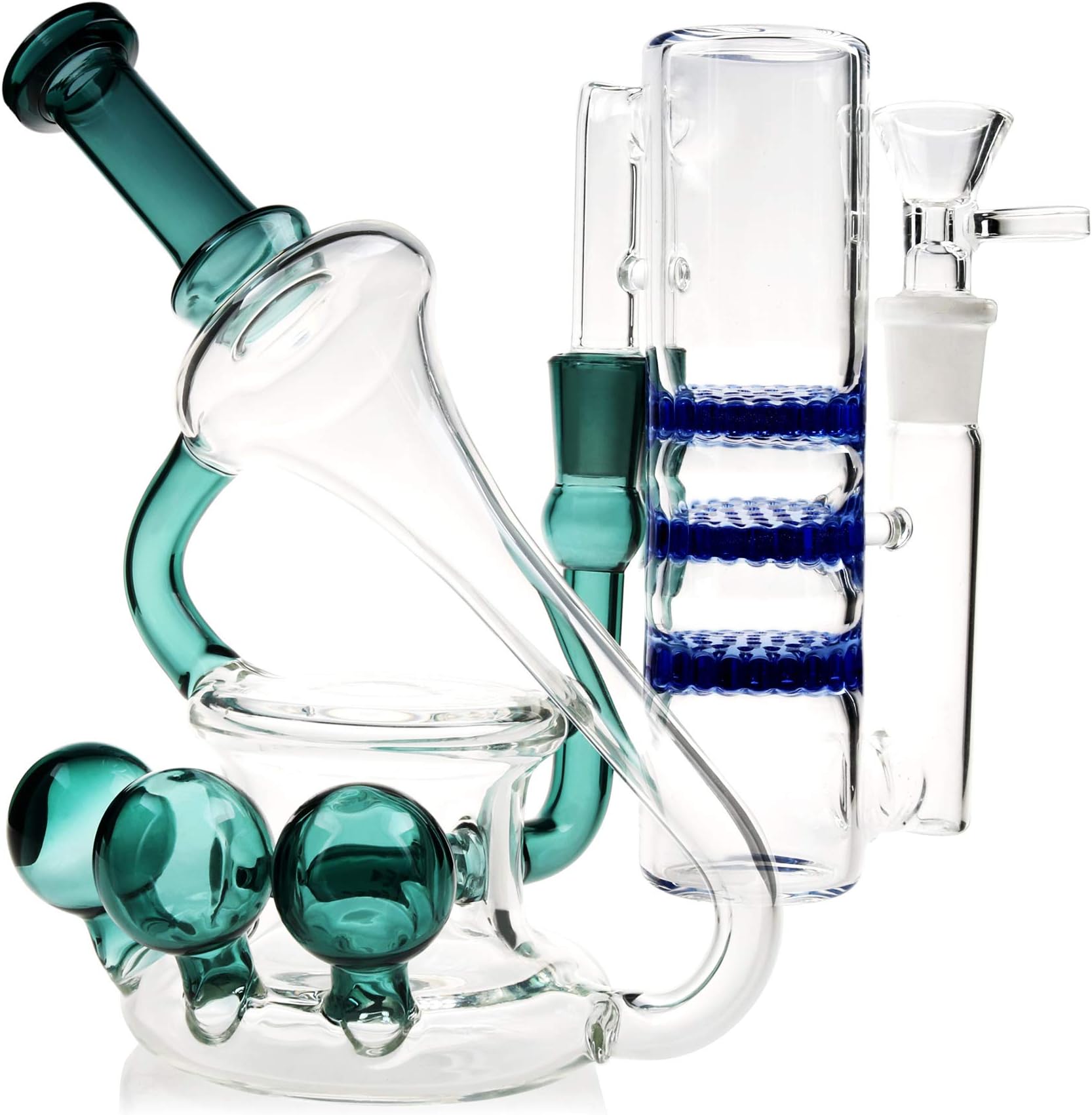 Bongs For Smoking Glass Bowl 14.5mm Filter Dab Rig Oil Two Fuctions Designs Extension Bong Honeycomb Ash Catcher Art BongBong (B)