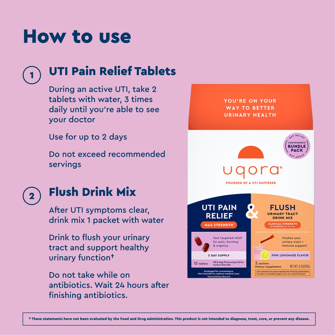 Uqora UTI Pain Relief Maximum Strength & Flush Bundle, Pink Lemonade — Amazon image 5