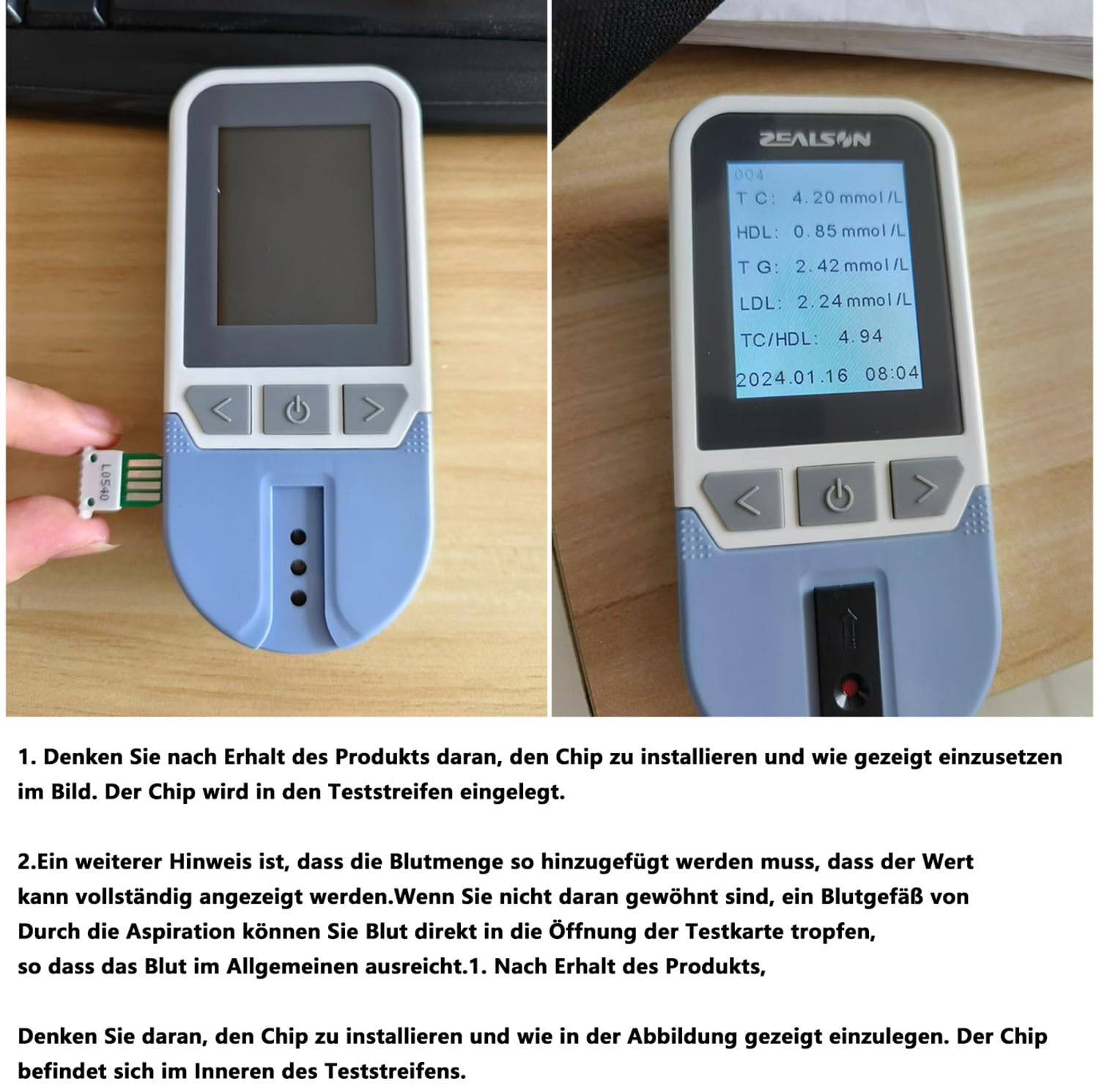 Tester Del Colesterolo 4 In 1 Impostato,Test Lipidico Del Sangue Completamente Automatico Per L'analisi Di Colesterolo Totale, Trigliceridi, Lipoproteine Alte E Basse Con 25 Strisce