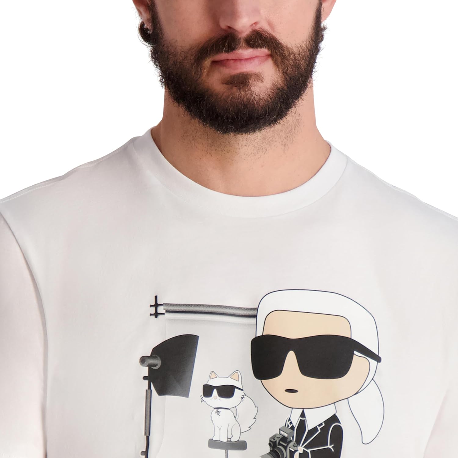 Karl Lagerfeld Mens Short Sleeve Karl Choupette Crewneck Graphic Design T-Shirt - Image 5