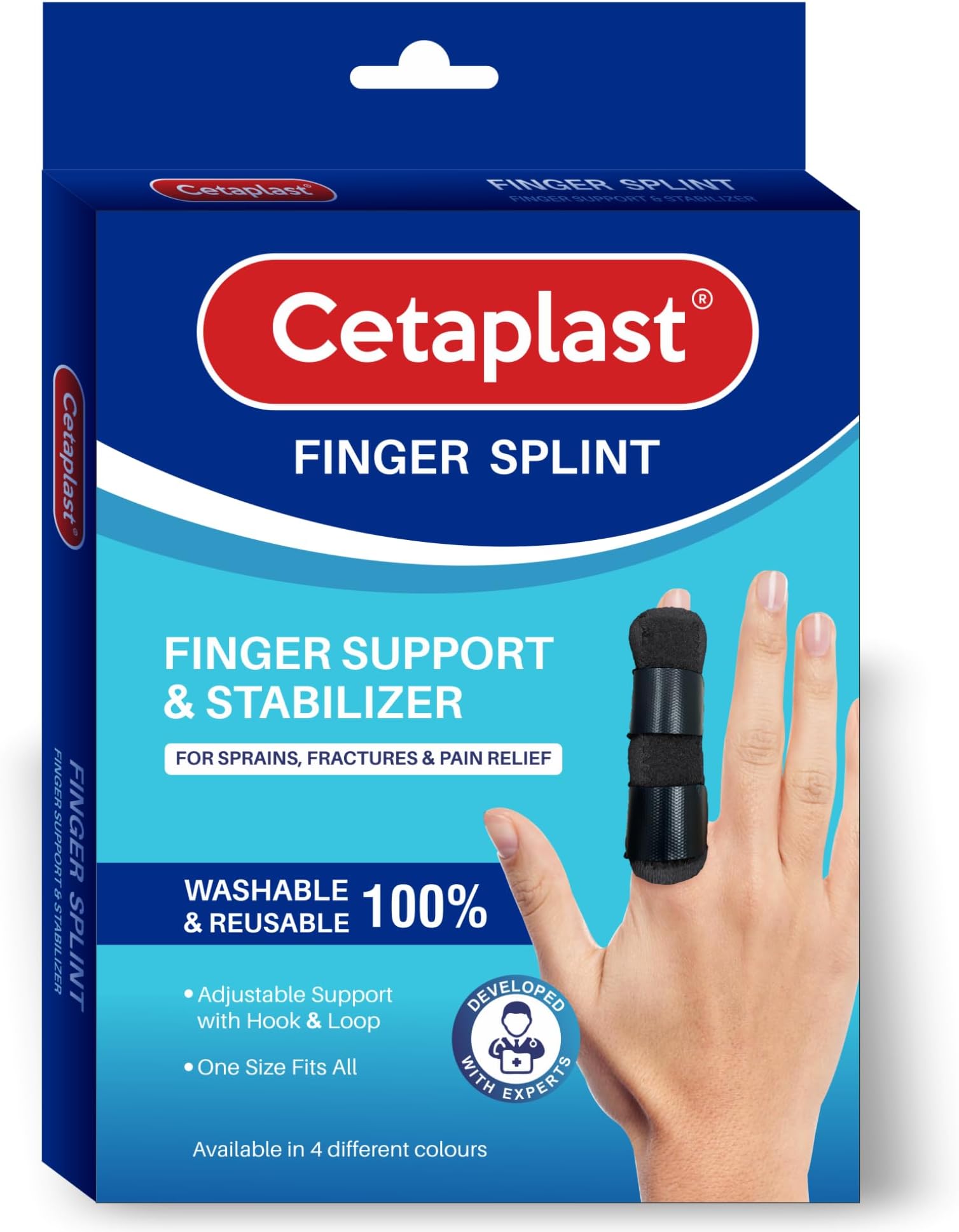 Cetaplast Nylon Splints Finger Straightener, Support Stabilizer Brace For Broken, Strained, Sprained, Swollen,Arthritis Or Tendinitis (Black)