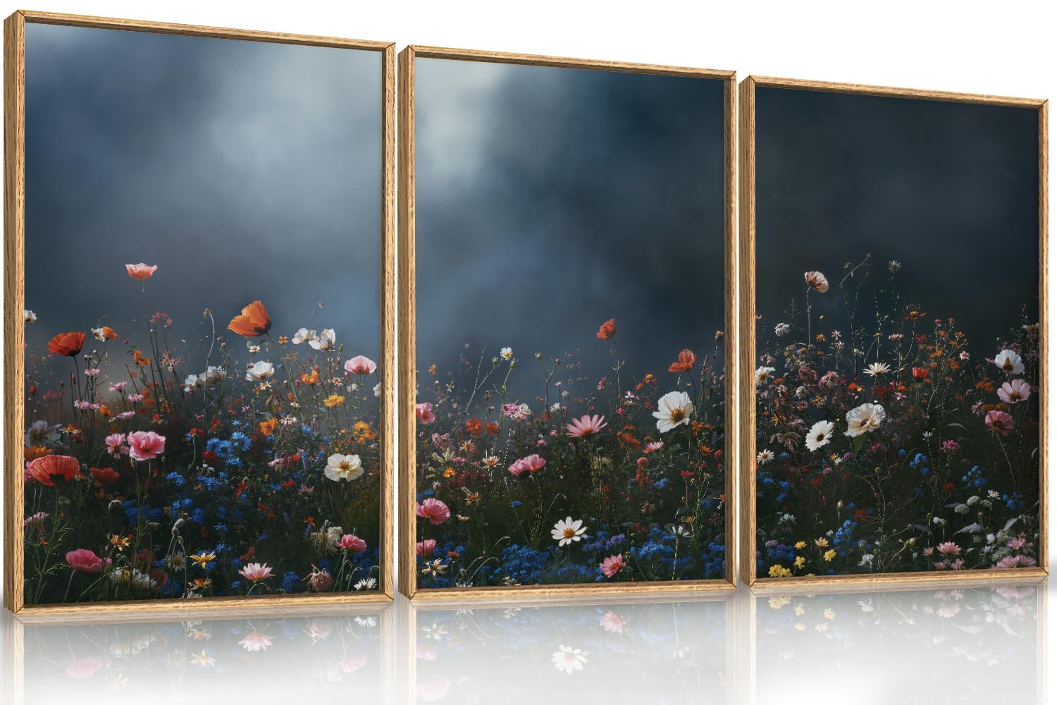 Photo 1 of LHIUEM Large Nature Moody Floral Framed Canvas Wall Art,Abstract Dark Wall Decor,Wildflower Botanical Landscape Wall Painting,Picture Artwork for Living Room,Bedroom,Dining Room,Office -24"x36"x3