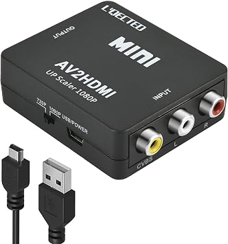 RCA to HDMI Converter, LQECTED AV to HDMI Converter, AV2 HDMI with USB Cable, Convert Composite to HDMI, 1080/720P Switching, Audio Transfer, Compatible with PS2/Super Famicom/VHS/VCR Camera/DVD