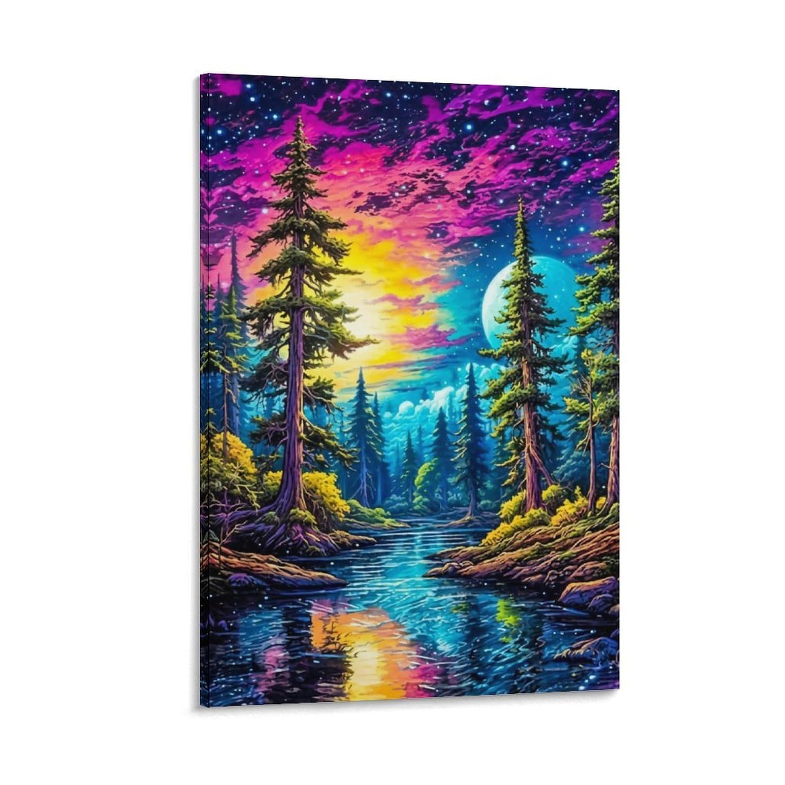 DHBANEIOK Fantasy Forest Night_1 Wall Decor Poster Canvas Prints Picture Modern Canvas Wall Art Picture Wall Hanging for Living Room Home Decorations 20x30inch(50x75cm)