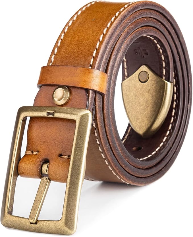 HOLMANSE Italian full-grain leather belt men western belt 1.5" wide 7 holes