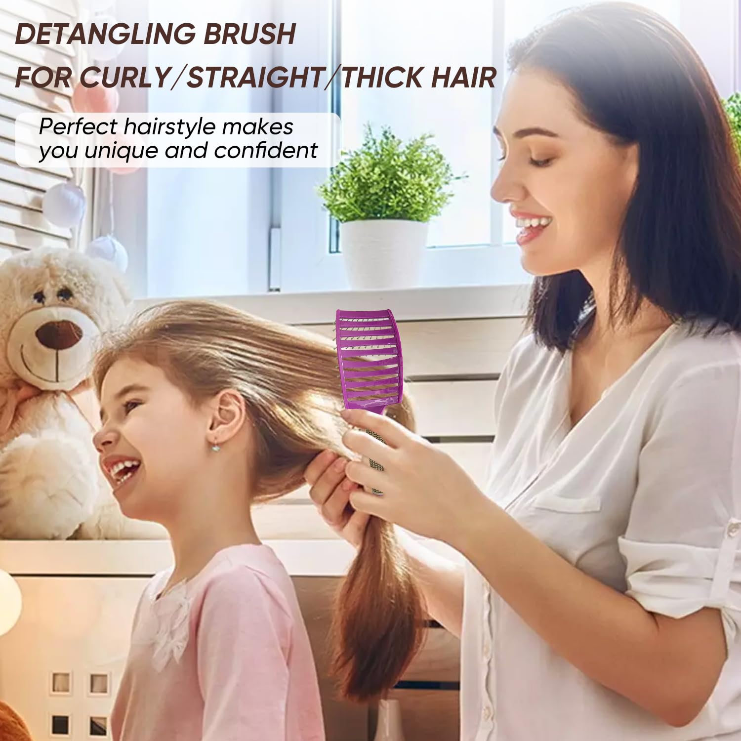2 Stück gebogene entwirrende Bürste für nasses und trockenes Haar, Paddel-Styling-Haarbürste für schnelleres Föhnen, Entwirrbürste für Damen und Herren, lockiges, dickes Haar