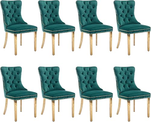 Miniatura 120 de SoarFlash Juego de 6 sillas de comedor de terciopelo, silla lateral de respaldo alto, silla lateral moderna tapizada de alta gama con capitoné y