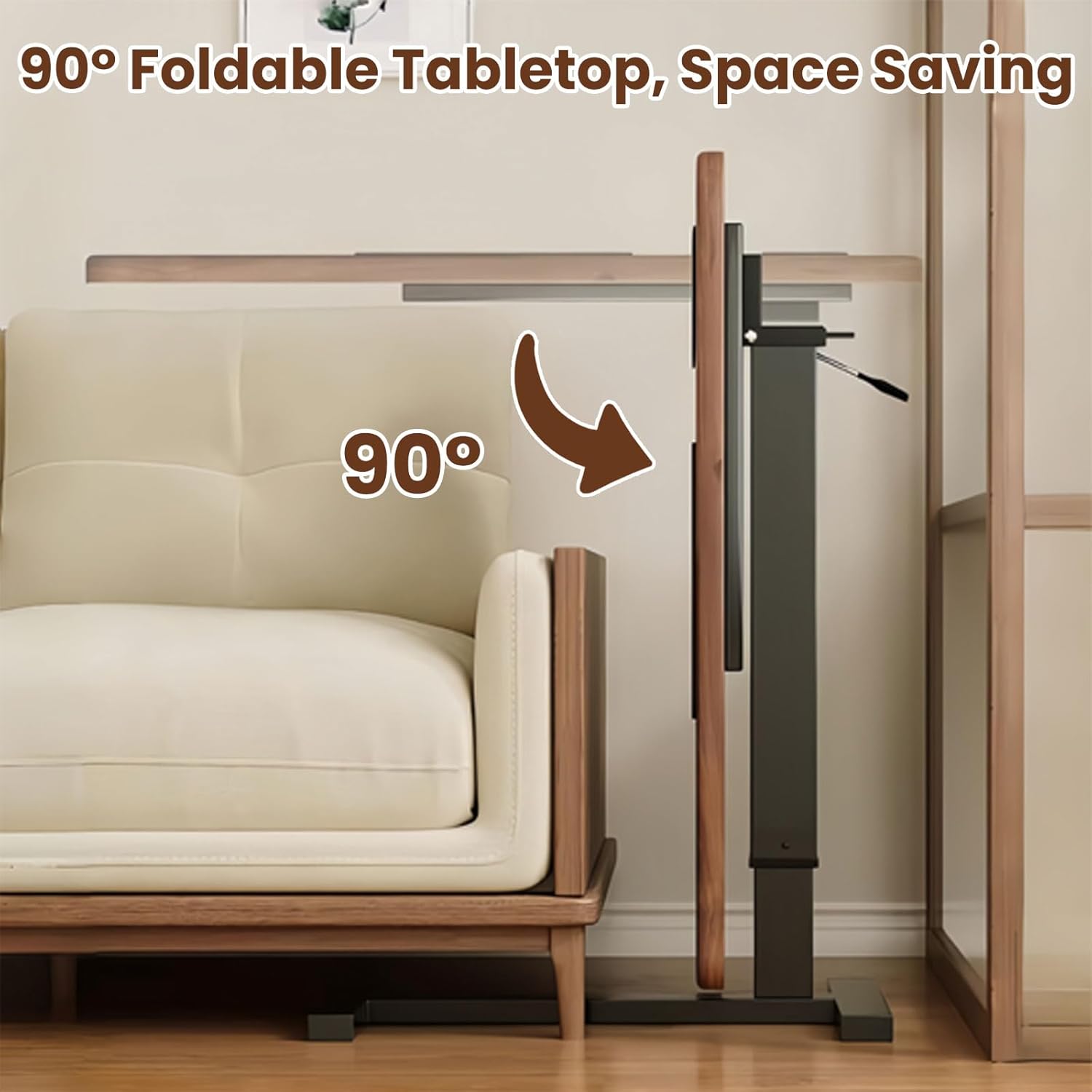 Overbed Table with Wheels, Height Adjustable Hospital Bedside Table, Mobile Laptop Portable Table, Rolling Standing Desk with USB Port, Cup Holder and Tablet Slot