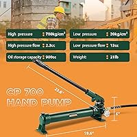 Vista 13 de Newhai Bomba de mano hidráulica de 10 toneladas 2" Ram Jack+cp-180 con manómetro hidráulico Porta Power Kit de 10 toneladas Cilindro corto de perfil