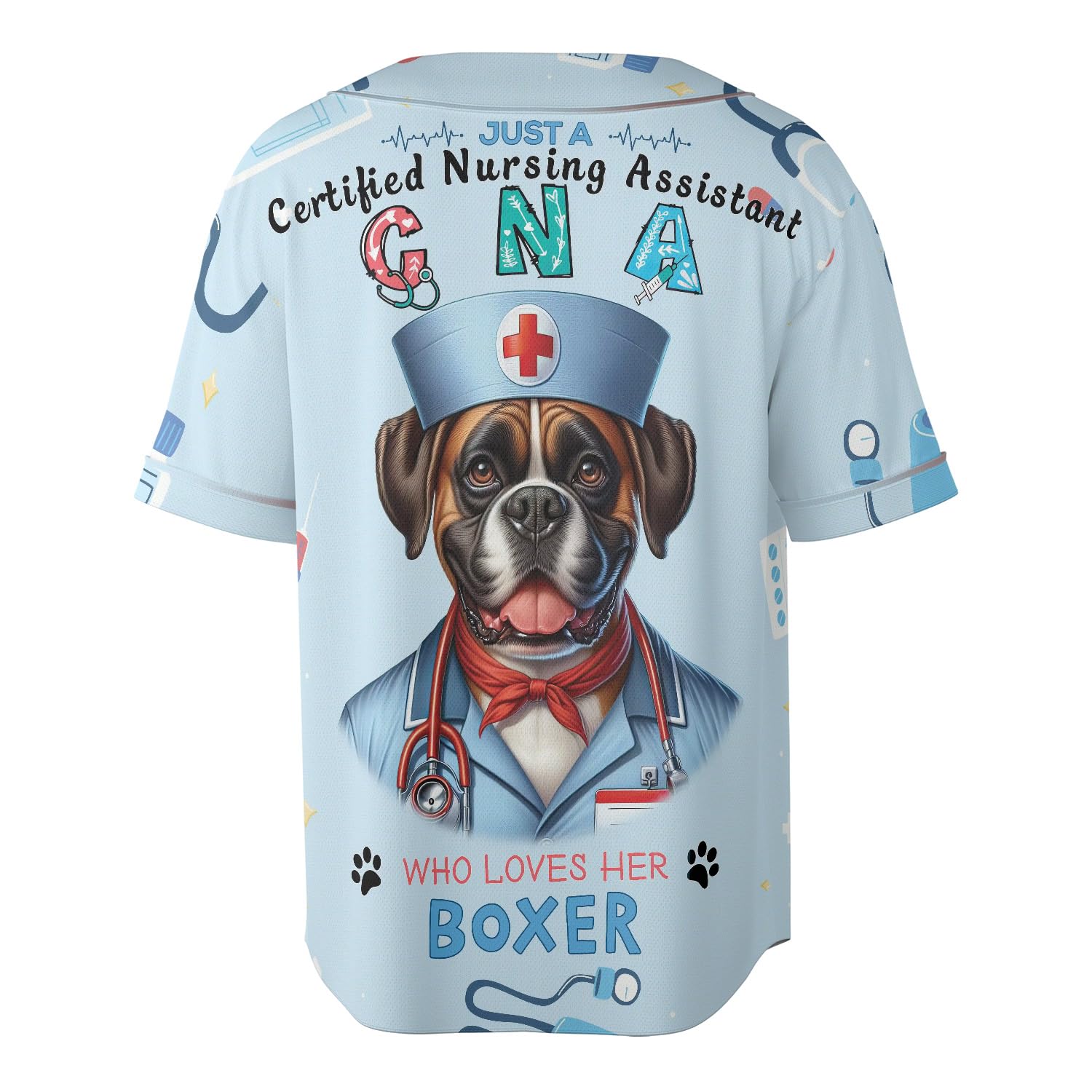 Just a Certified Nursing Assistant CNA Who Loves Her Boxer All Over Print 3D Baseball Jersey Shirt Boxers Dog Lover Gifts Idea Softball Sport - 00003