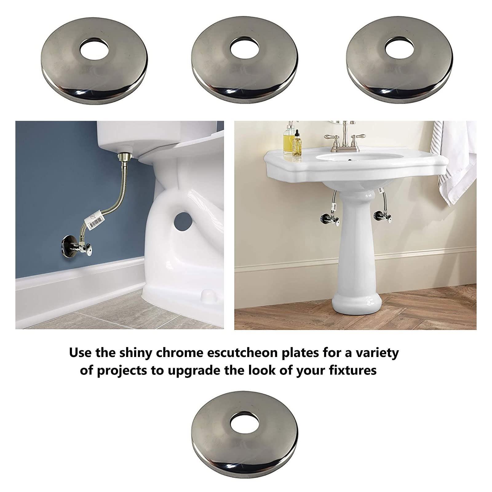 Chrome Escutcheon Plates - 10 Pack -6 Chrome Escutcheon Plates - 10 Pack -6