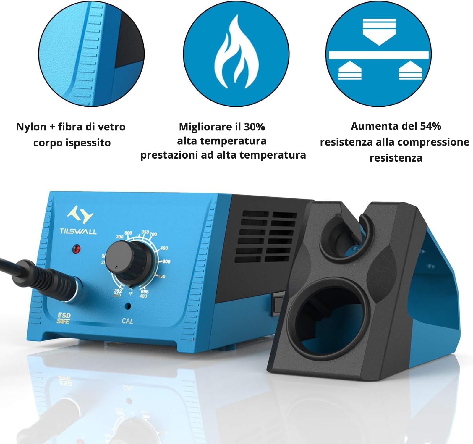 Tilswall Stazione Saldante 65W, Saldatore a Stagno Professionale con Controllo Intelligente della temperatura 200℃-480℃, Kit Saldatura Stagno con 5 Punte per Elettronica per Hobby, Principianti