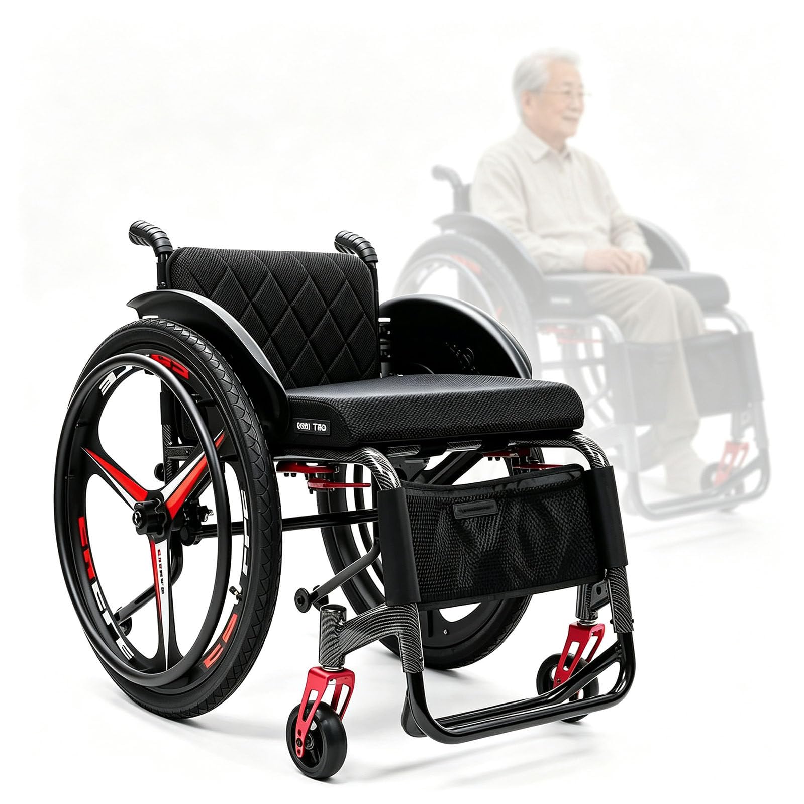 Wózki inwalidzkie terenowe samojezdne, składane aluminiowe wózki inwalidzkie Seatwidth:38cm | transport wózków inwalidzkich z zabezpieczeniem przed wywróceniem