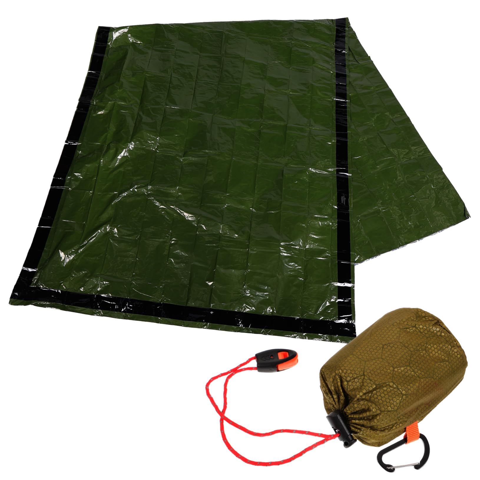 Toyvian Saco de Dormir de Emergencia Compacto cálido cámping frío Adulto Mantas de Emergencia de Supervivencia de Emergencia PE película de Aluminio Green