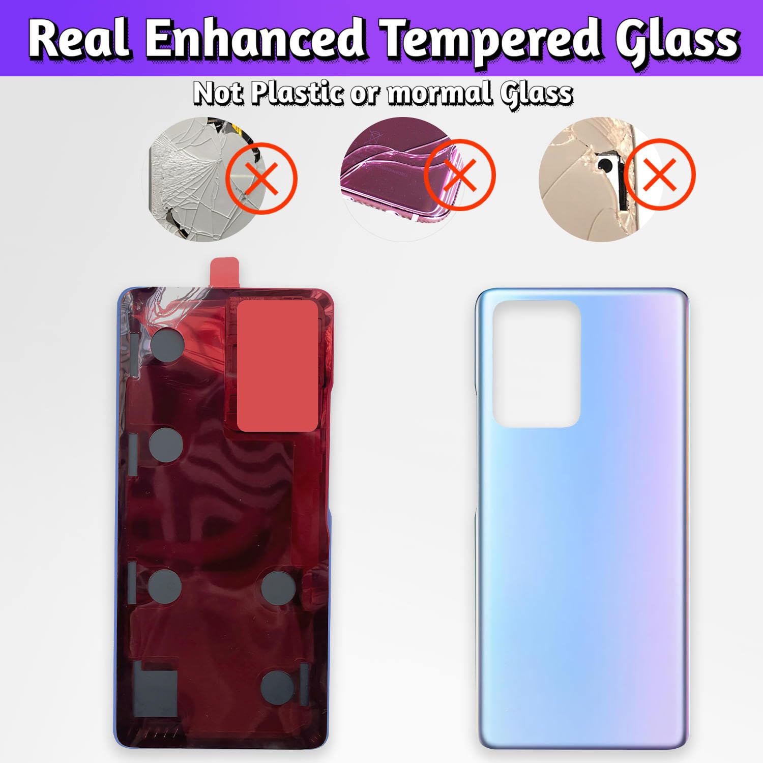 LUVSS Back Glass Cover Replacement Compitable for Xiaomi Mi 11T / 11T Pro Rear Cover + Repair Manual DIY Tools Kit (Blue) - Image 2