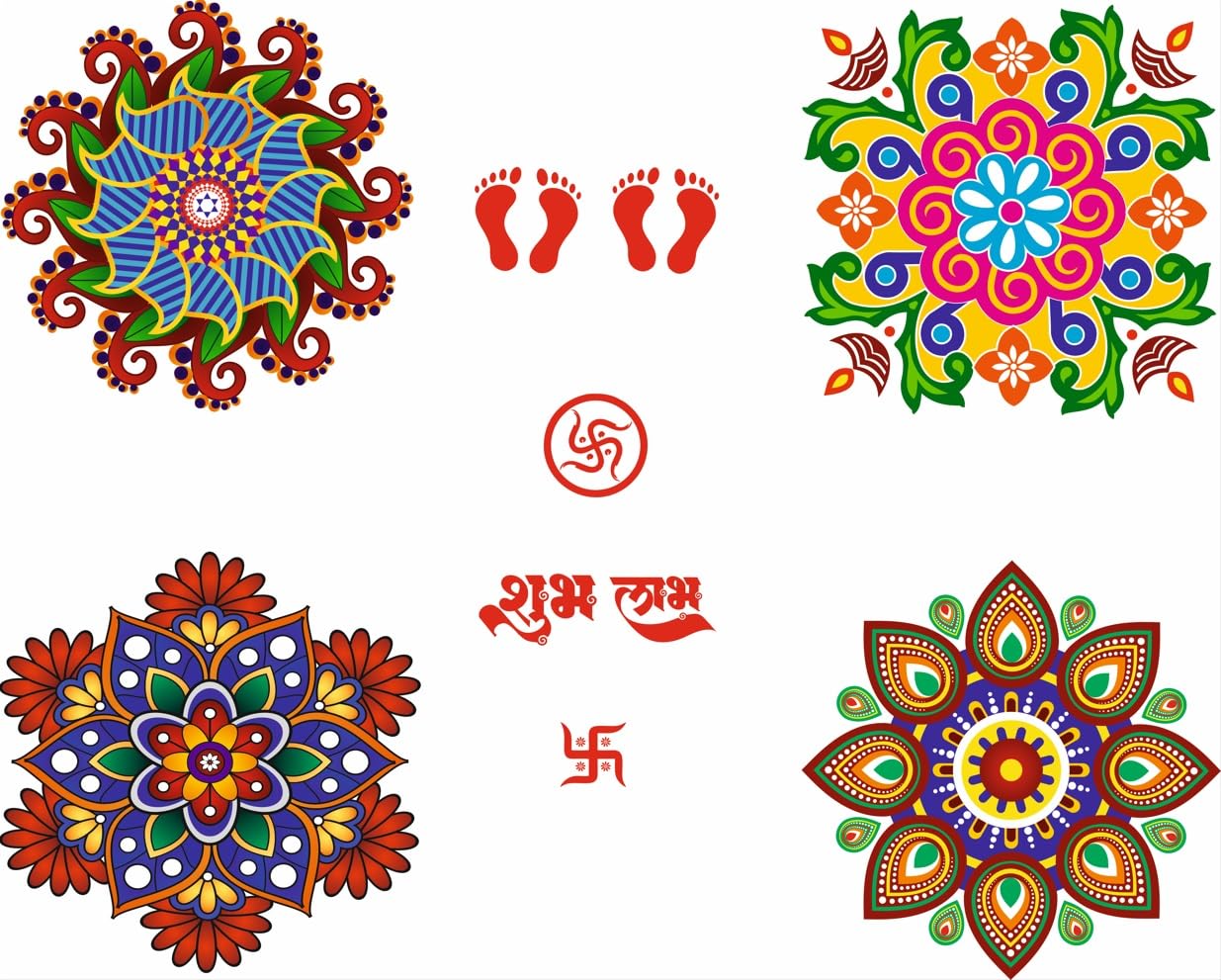 INKEDIFY Vinyl 30 Cm Deepak Flower Rangoli Diwali Floor Sticker Free Laxmi Feet Swastik Shubh Labh Self Adhesive (Pack Of 4300 Mm) (B0CKXYBP34) Amazon Price History, Amazon Price Tracker