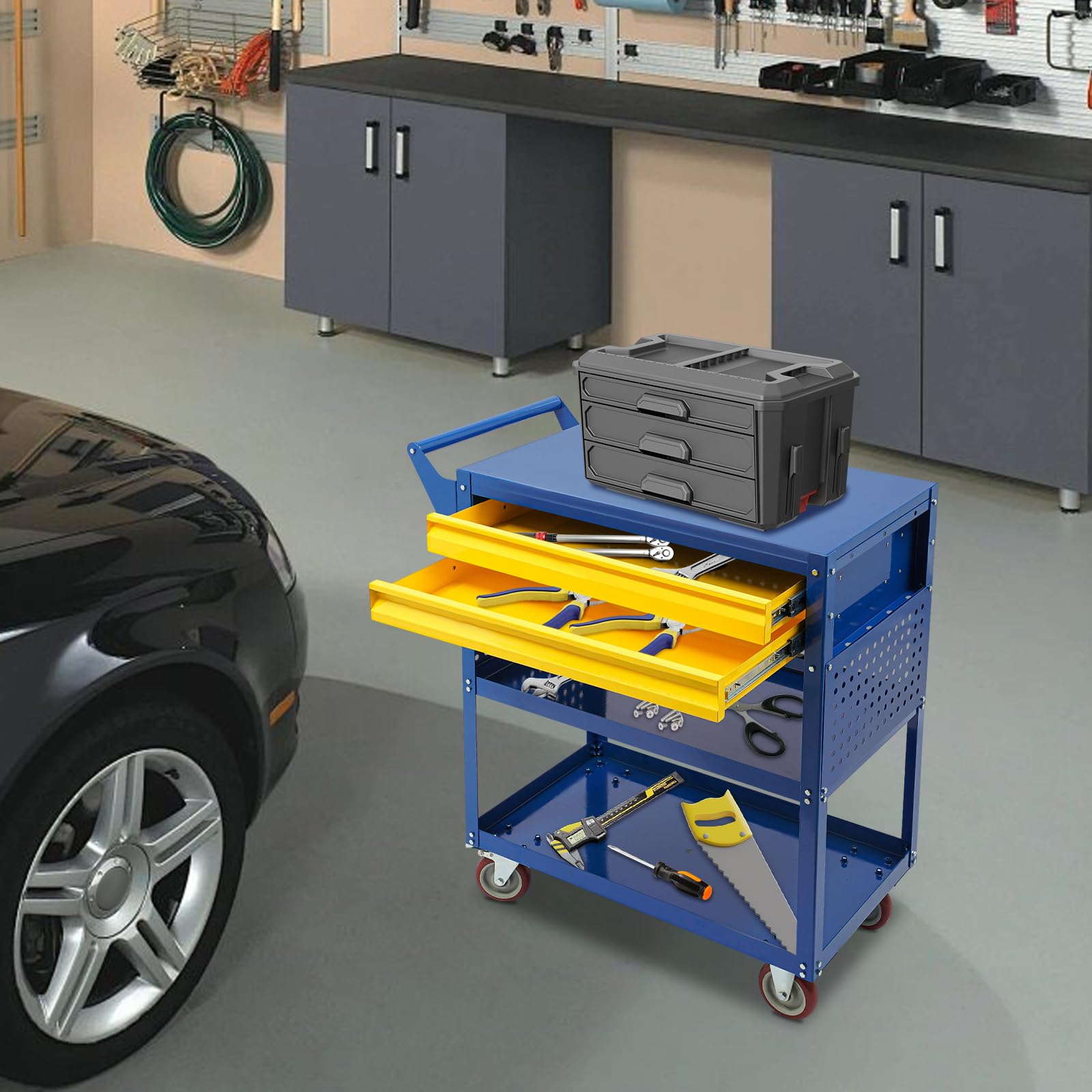 Carrello portautensili con 5 ripiani, carrello da officina, per garage e meccanici