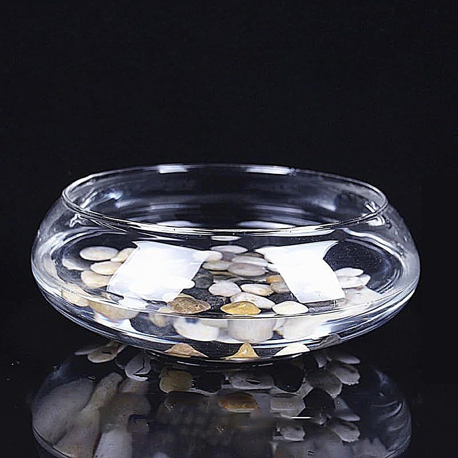Aquarium en Verre - Pot Bas - Bol en Verre Transparent, Large et Rond pour Décoration Florale d'Intérieur, Pièce Maîtresse, Mariage, Maison et Événements